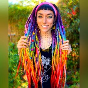 Lisa Frank rainbow 🌈 dreadlocs 30 for$250 only style on Poshmark one of a kind!